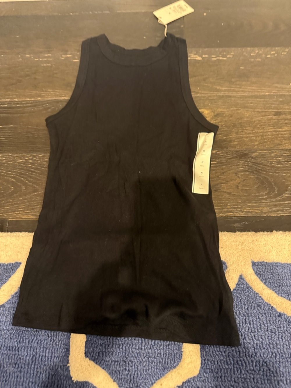 A new day Classic Black Ribbed Tank Top M